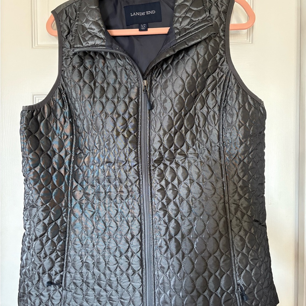 Lands' End Women's Charcoal Quilted Vest